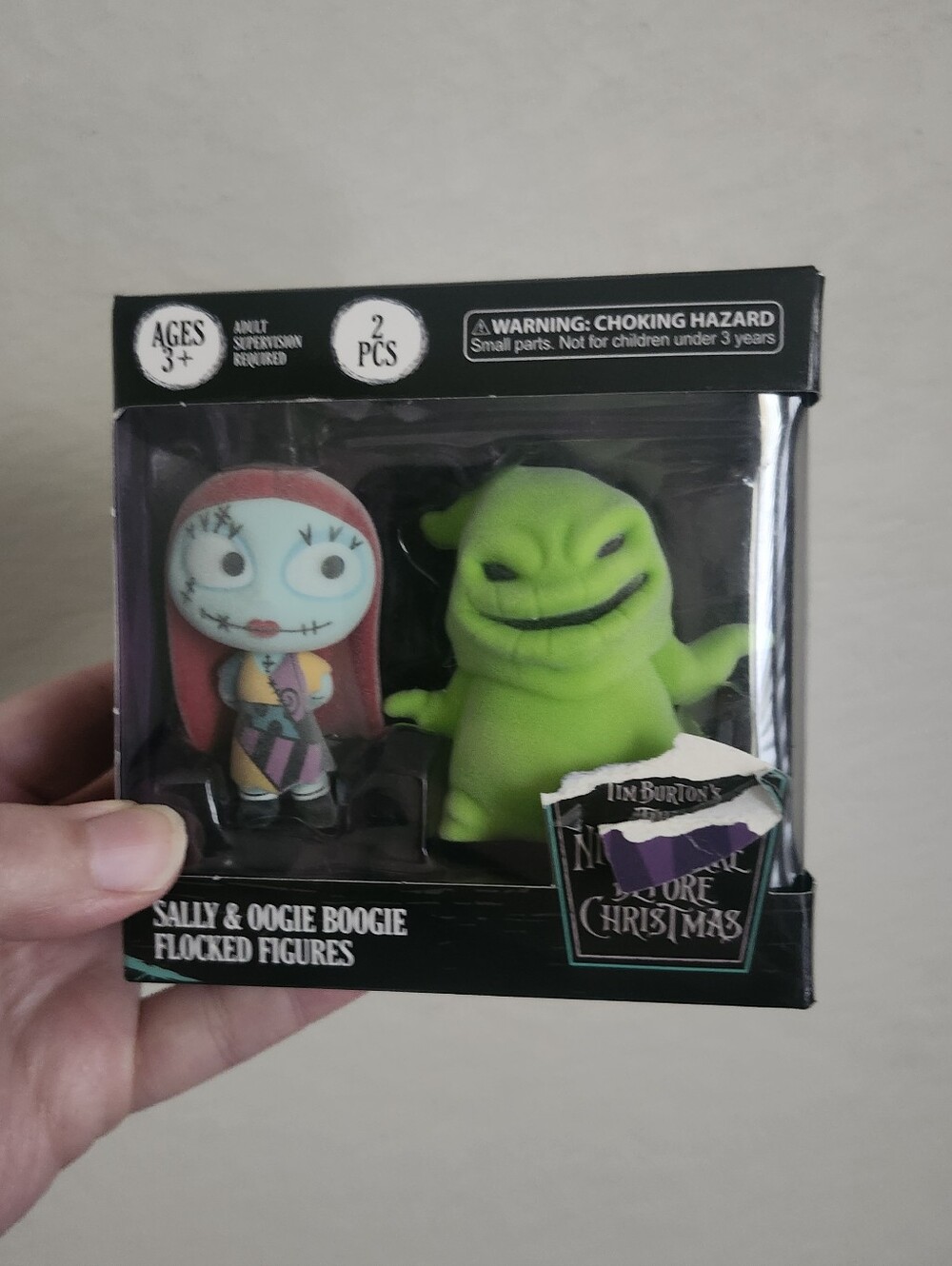 Nightmare Before Christmas Sally & Oogie Boogie Flocked Figures - Green & Red